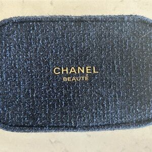 Chanel Navy Blue Make Up Bag Authentic
